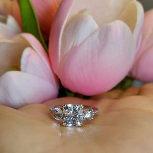 Diamonique 3 Stone Bridal Ring